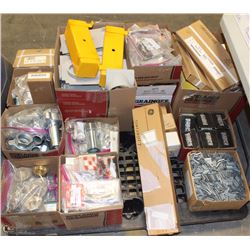 PALLET OF MISC INCLUDING FASTNERS, LOCKER BASES