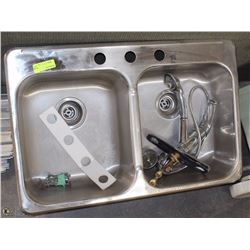 KITCHEN GRADE DOUBLE SINK COMES WITH SPRAY FAUCET