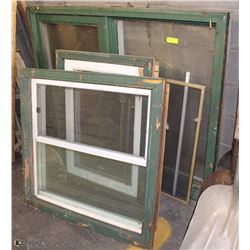LOT OF 3 GREEN WINDOWS, VARIOUS SIZED