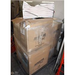 PALLET OF VARIOUS AIR FILTERS, POLY PADS COMPRESSD