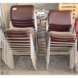 LOT OF 22 BROWN VINYL STACKING CHAIRS