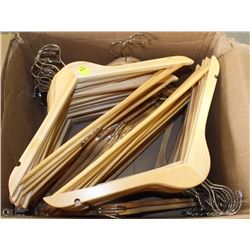 ME#16 BOX OF WOODEN HANGERS