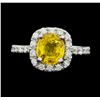 Image 1 : Platinum 2.42ct Yellow Sapphire and Diamond Ring