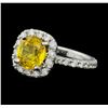 Image 2 : Platinum 2.42ct Yellow Sapphire and Diamond Ring