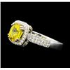 Image 2 : 18KT White Gold 2.11ct Yellow Sapphire and Diamond Ring