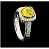 Image 4 : 18KT White Gold 2.11ct Yellow Sapphire and Diamond Ring