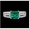 Image 1 : 18KT White Gold 1.99ct Emerald and Diamond Ring