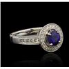 Image 2 : 14KT White Gold 1.12ct Blue Sapphire and Diamond Ring