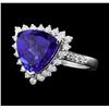 Image 2 : Platinum 5.16ct Tanzanite and Diamond Ring