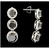 Image 2 : 14KT White Gold 12.65ctw Black Diamond Earrings