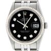 Image 1 : Mens Rolex SS Black Diamond Datejust Quickset Sapphire Wristwatch