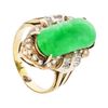 Image 2 : 18KT Yellow Gold 0.70ctw Diamond and Jadeite Ring
