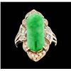 Image 3 : 18KT Yellow Gold 0.70ctw Diamond and Jadeite Ring
