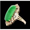 Image 4 : 18KT Yellow Gold 0.70ctw Diamond and Jadeite Ring