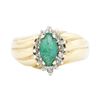 Image 1 : 14KT Yellow Gold 0.65ct Emerald and Diamond Ring
