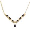 Image 1 : 14KT Yellow Gold 3.20ctw Sapphire and Diamond Chevron Necklace
