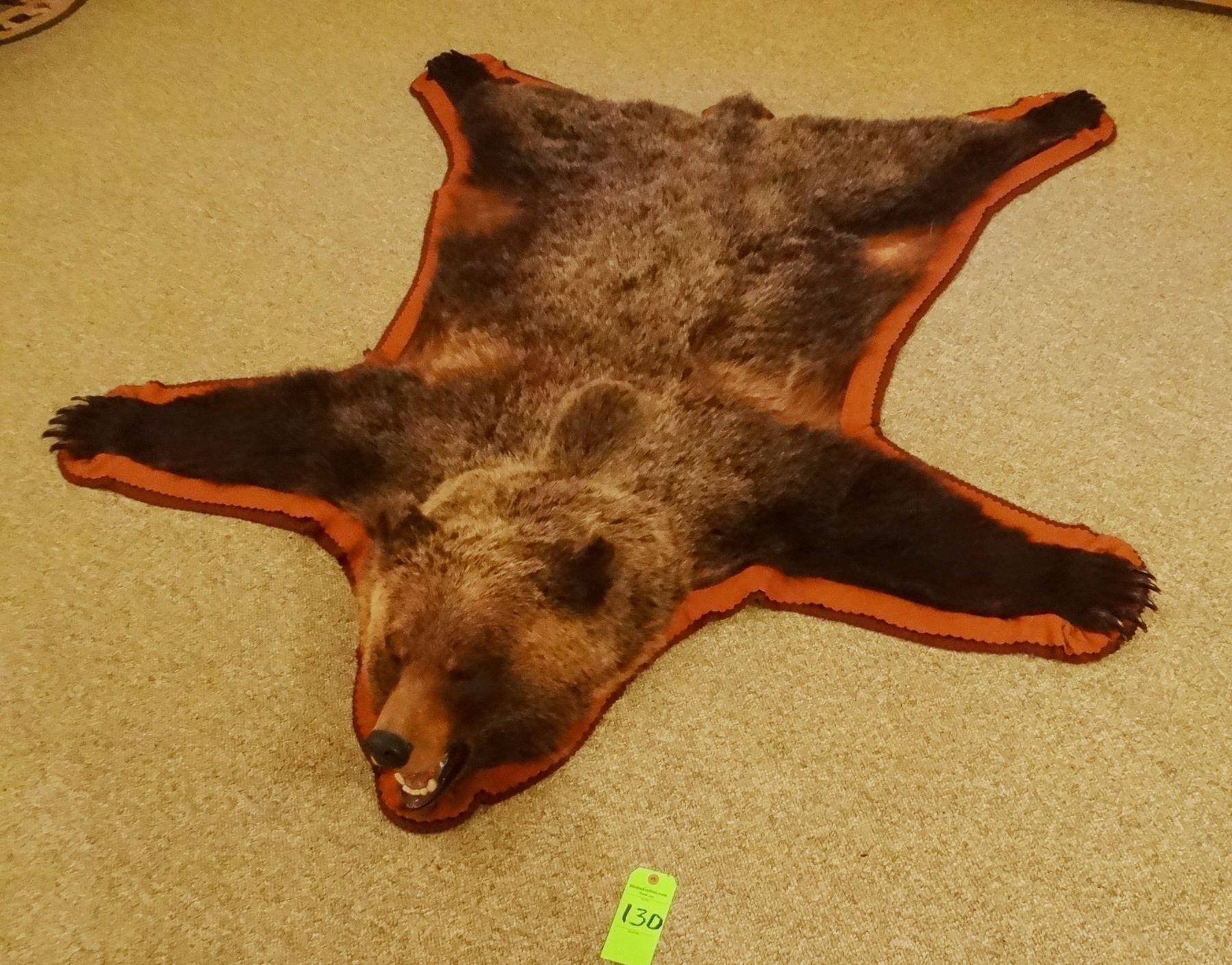 Grizzly Bear rug, 80"l x 73"w