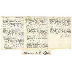 Fantastic Bruce Lee Autograph Letter Signed on Gung Fu Discipline, Harmonious Movements, Health, Min