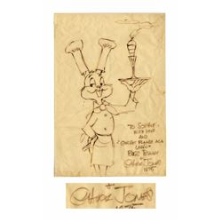 Chuck Jones Signed Drawing of Bugs Bunny -- Measures 11.5'' x 17''