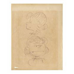 Charles Schulz Drawing of Lucy -- Good & Bad Lucy Compete for Attention Here