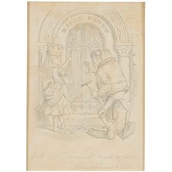 Sir John Tenniel Illustration Used in the First Edition of ''Through the Looking-Glass'' -- With a P