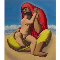 Emil Bisttram Painting Entitled ''Madonna of the Pueblo, Taos''