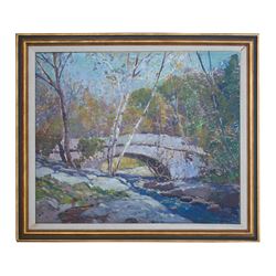Anthony Thieme Painting Entitled ''Bridge in Autumn''