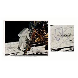 Neil Armstrong Signed 10'' x 8'' Photo Stepping Onto the Moon -- Uninscribed