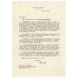 Orville Wright Letter Signed Regarding the Permanent Display for the 1903 Kitty Hawk, the ''First in