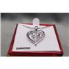 Image 2 : NECKLACE - 2 ROUND FACETED WHITE DIAMONDS IN STERLING SILVER HEART DESIGNED SETTING - RETAIL ESTIMAT