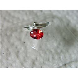 RING - STERLING SILVER - RED STONE - STAMPED 925