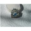 Image 2 : VINTAGE PENDANT - DOUBLE HEART WITH RHINESTONES - BLUE RHINESTONE IN CENTER - STAMPED JAY FLEX STERL