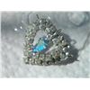 Image 4 : VINTAGE PENDANT - DOUBLE HEART WITH RHINESTONES - BLUE RHINESTONE IN CENTER - STAMPED JAY FLEX STERL