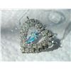 Image 5 : VINTAGE PENDANT - DOUBLE HEART WITH RHINESTONES - BLUE RHINESTONE IN CENTER - STAMPED JAY FLEX STERL