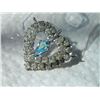 Image 6 : VINTAGE PENDANT - DOUBLE HEART WITH RHINESTONES - BLUE RHINESTONE IN CENTER - STAMPED JAY FLEX STERL