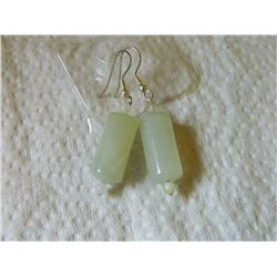 EARRINGS - NATURAL GREEN AVENTURINE GEMSTONE BEADS - APPROX.1" LARGEST STONE - WITH SHEPHARD HOOKS