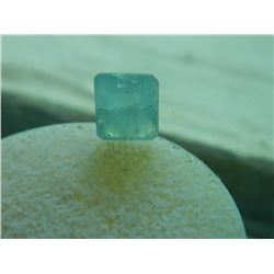 GEM STONE - RECTANGLE FACETED AQUAMARINE SKY BLUE CRACKLED - 8.0.L X 6.8W X 4.2H mm - ~1.63CT