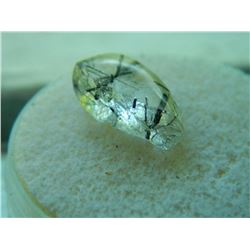 GEMSTONE - FREE FORM & POLISHED CLEAR QUARTZ WITH BLACK TOURMALINE - 16.5L X 9.4W X 5.4H mm - ~4.50C