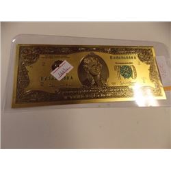 GOLD FOIL BILL - .9999 YELLOW GOLD - USA $2 SINGLE SIDED