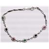 Image 2 : BRACELET - 11CTW OVAL FACETED ENHANCED SAPPHIRE, RUBY & EMERALDS (6 TTL) & 82 ROUND WHITE STONES IN 
