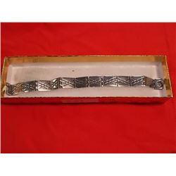 BRACELET - NEW STAINLESS STEEL - WITH ETCHED DESIGN - RETAIL ESTIMATE $125