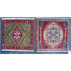 Pair of rare collectible Qashqai sample Rugs (24"X26")