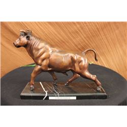 20 LBS Nice Bull Ox on marble base Bronze Statue (11"X18")