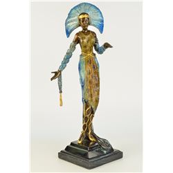 10 LBS Ancient Byzantine Statue Multi Color Patina Bronze Sculpture (19"X8")