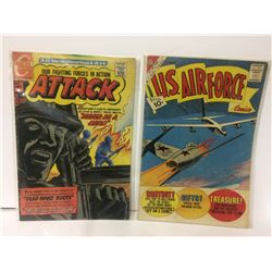 Vintage Our Fighting Forces in Action Attack 1st issue Charlton Comics & U S AIR FORCE COMICS #19 CO