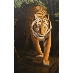 Artist’s Original Painting of a Tiger. Title: “Walking into the Light”