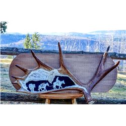 "7 Point Pack Trip" moose antler carving by Diane Erdman