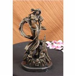 Jean Patoue Sexy Nude Woman Swirl Bronze Sculpture
