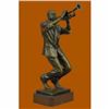 Image 1 : Trumpet Player Bronze Sculpture on Marble Base Statue