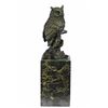 Image 1 : Bird Owl Bronze Sculpture on Marble Base Statue